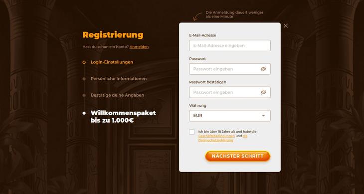 Anmeldung bei Amun Ra Casino