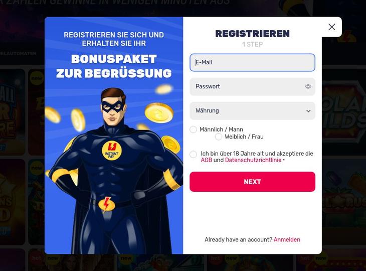 Wie funktioniert die Anmeldung im Instantpay Casino