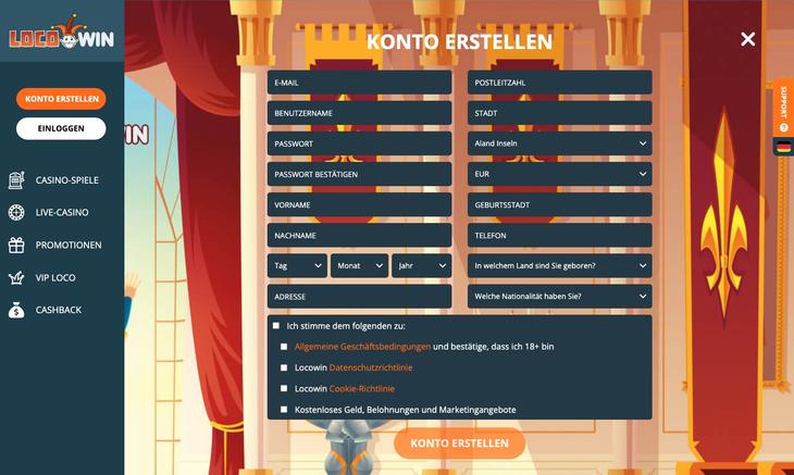 Wie melde ich mich bei Locowin Casino
